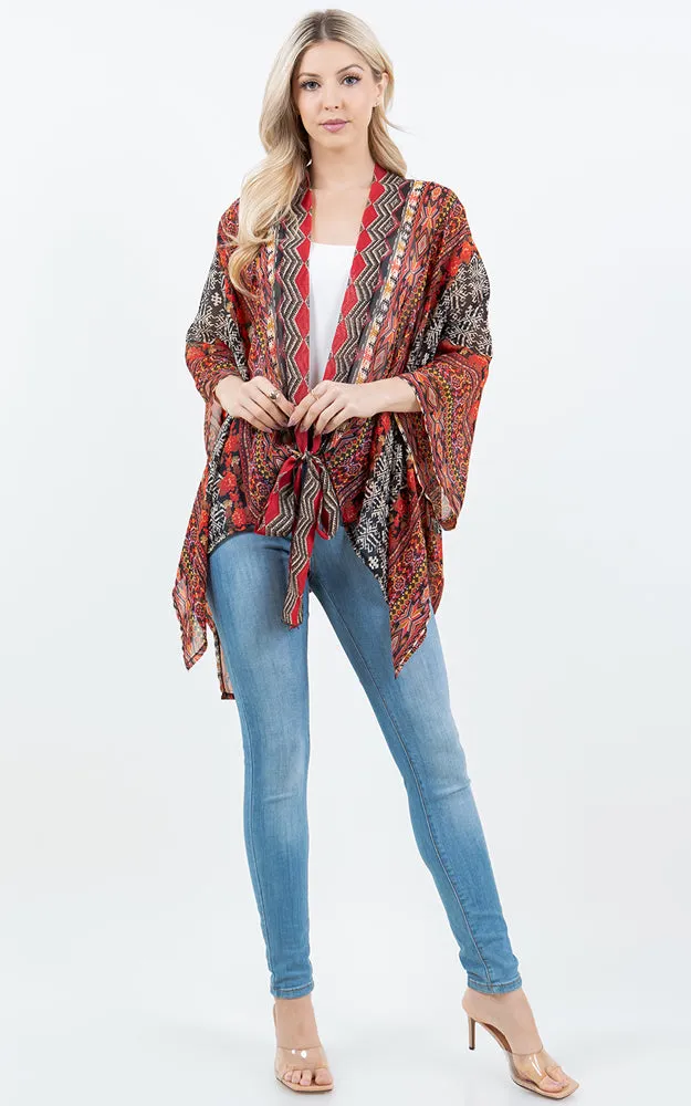 KP4322 Kimono Cover Up with Strings