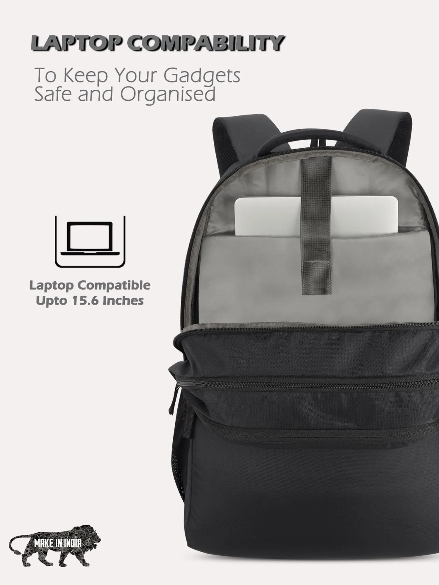 Lavie Sport Classic 31L Laptop Backpack For Men & Women Black