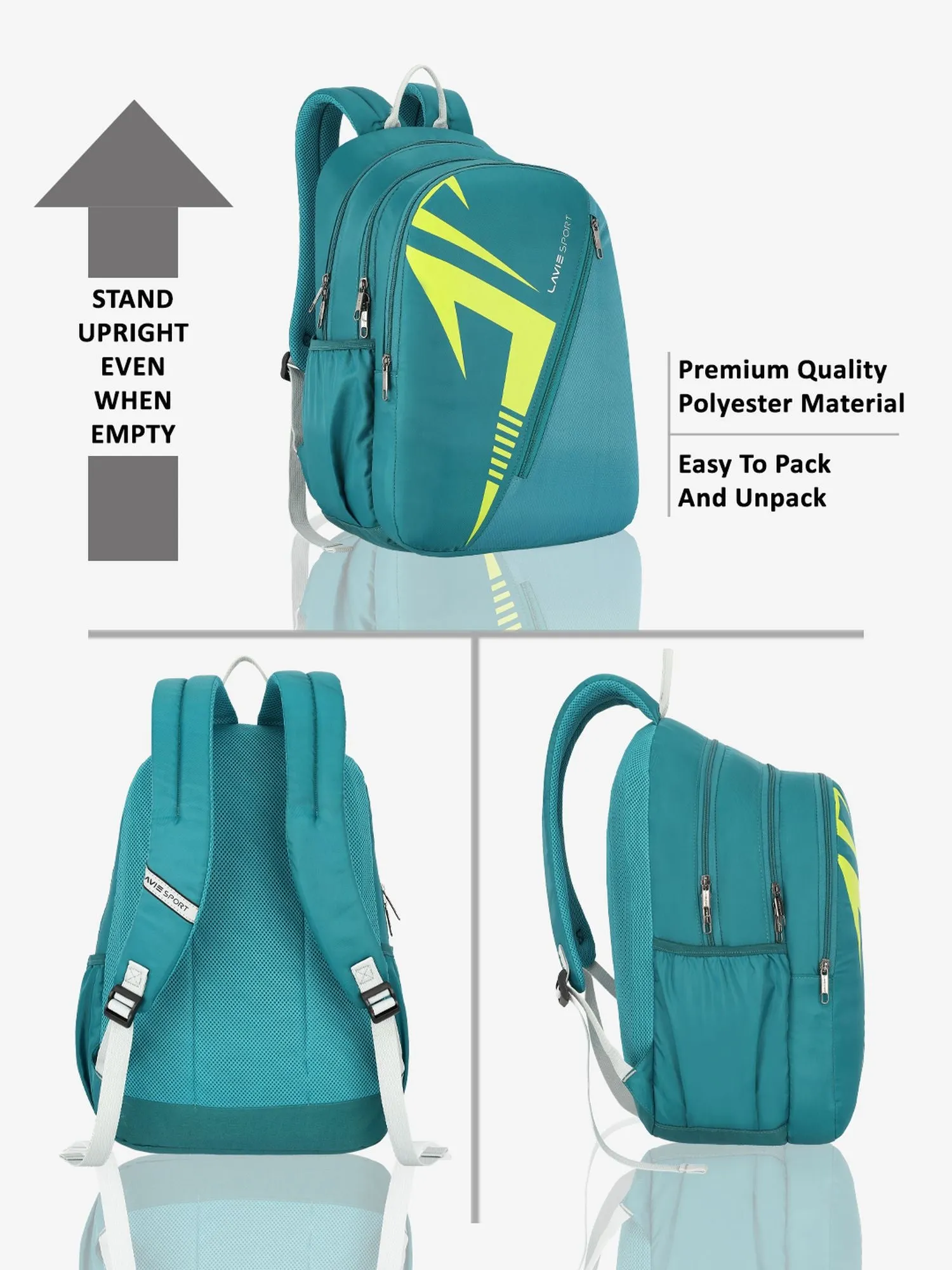 Lavie Sport Tribal 37L College Bag For Boys & Girls | Backpack For Men & Women Teal