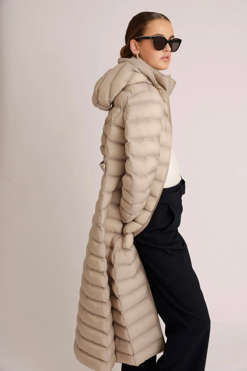 Maxi Waterproof Puffer Jacket  - Beige