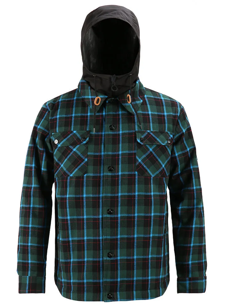 Men's Autumn And Winter Blue And Green Plaid Shirt Ski Suit Waterproof Thick Warm Veneer Trend Loose Snow Suit