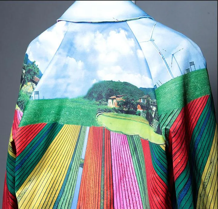 Multi Colored Scenic Printed Coat
