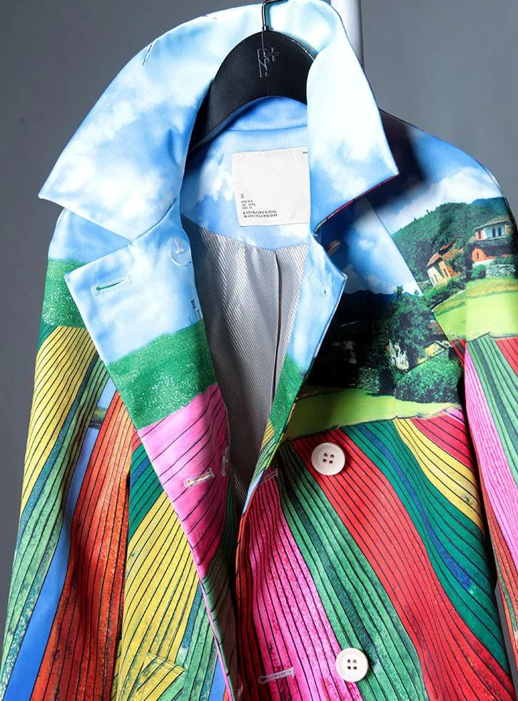 Multi Colored Scenic Printed Coat
