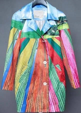 Multi Colored Scenic Printed Coat