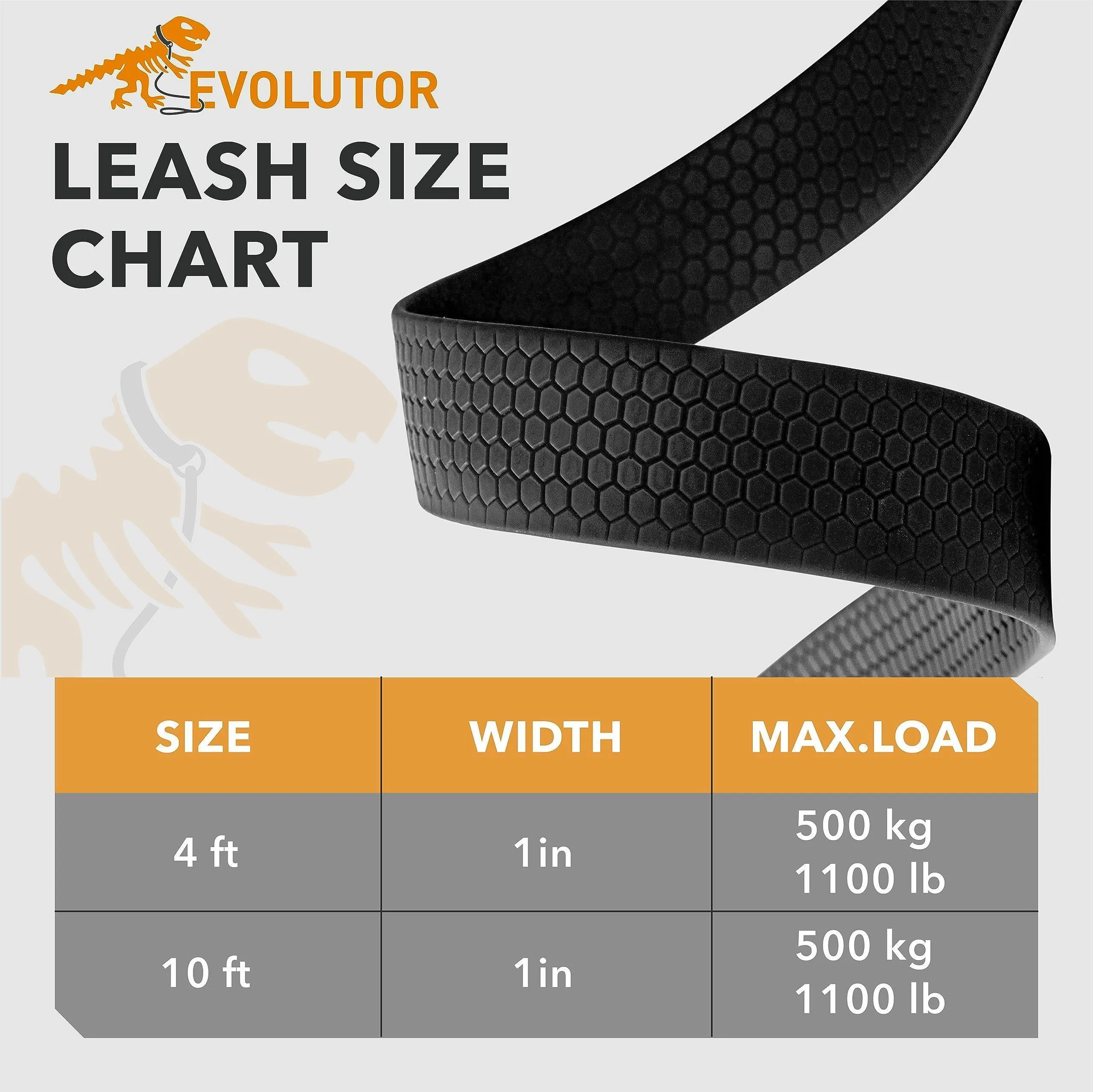 Orange Evolutor Extra Heavy Duty Dog Leash 10 Ft  Durable Leash for Large Dogs