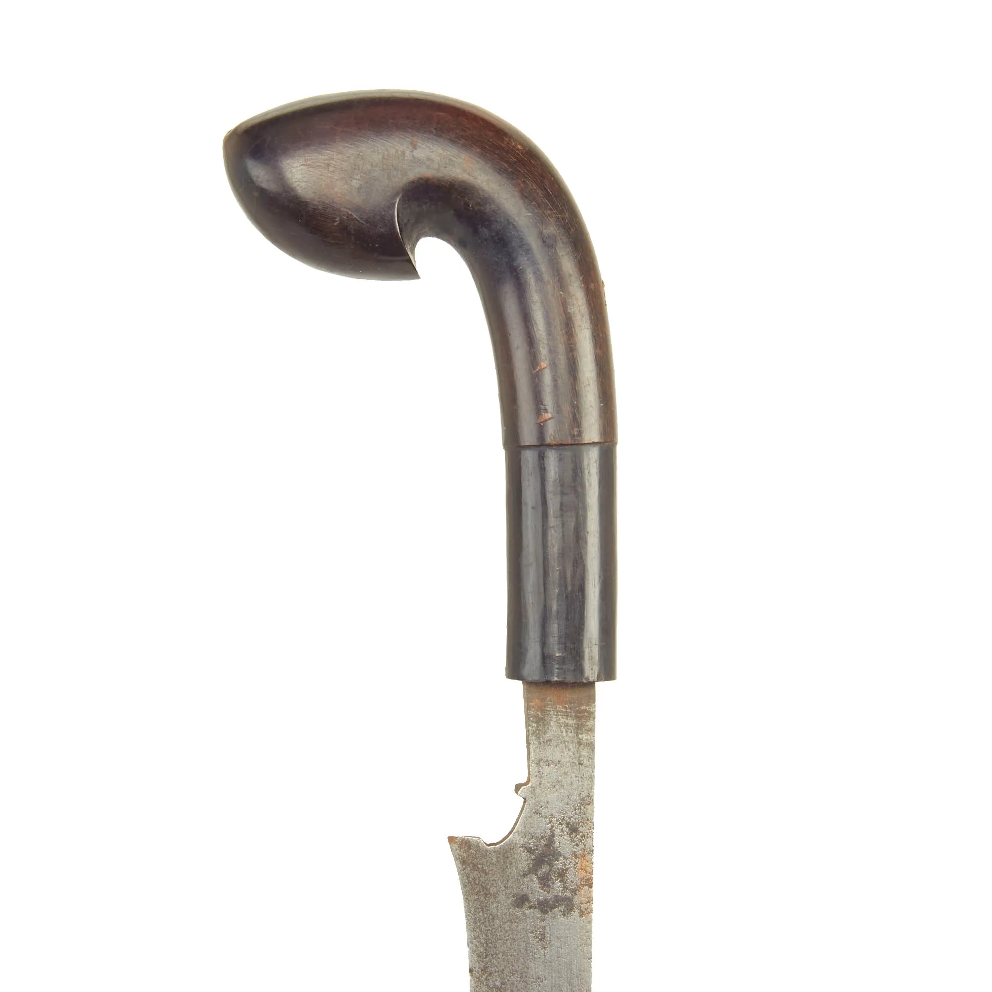 Original Late 18th Century Indonesian Parang Knife With Silver Mounted Wood Scabbard