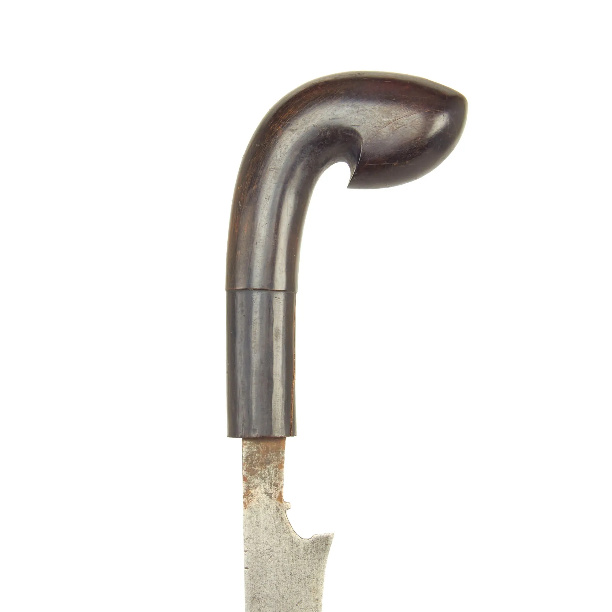 Original Late 18th Century Indonesian Parang Knife With Silver Mounted Wood Scabbard