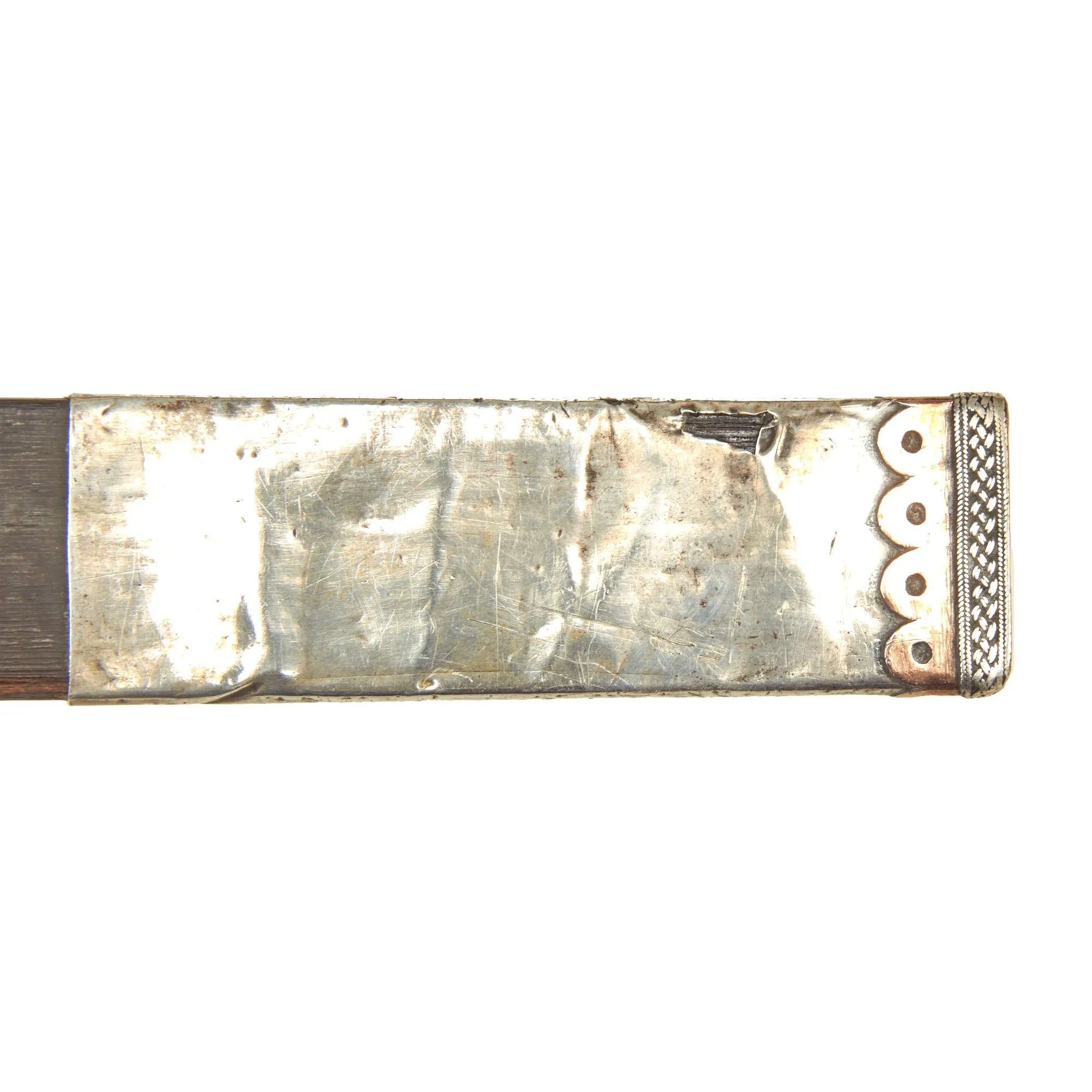 Original Late 18th Century Indonesian Parang Knife With Silver Mounted Wood Scabbard