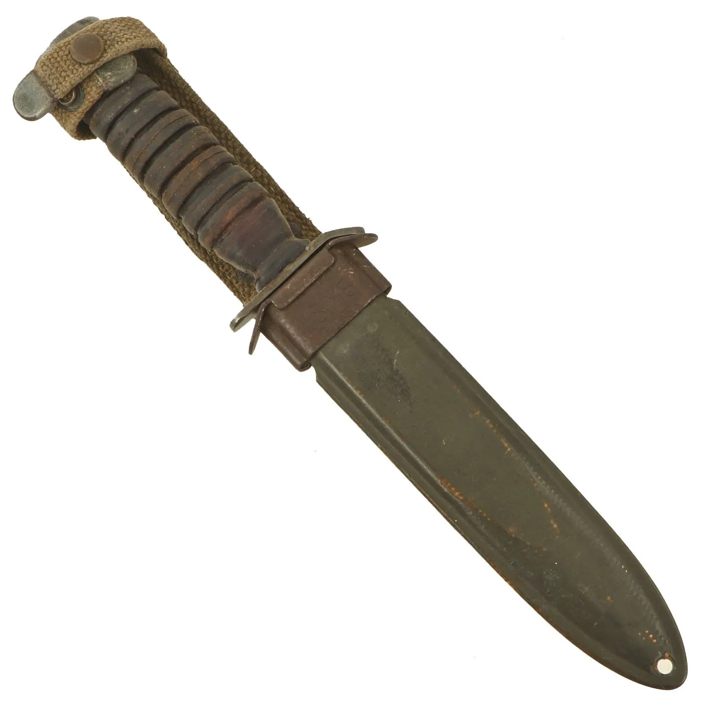 Original U.S. WWII Blade Marked M3 Fighting Knife by UTICA Cutlery Co. with M8 Scabbard