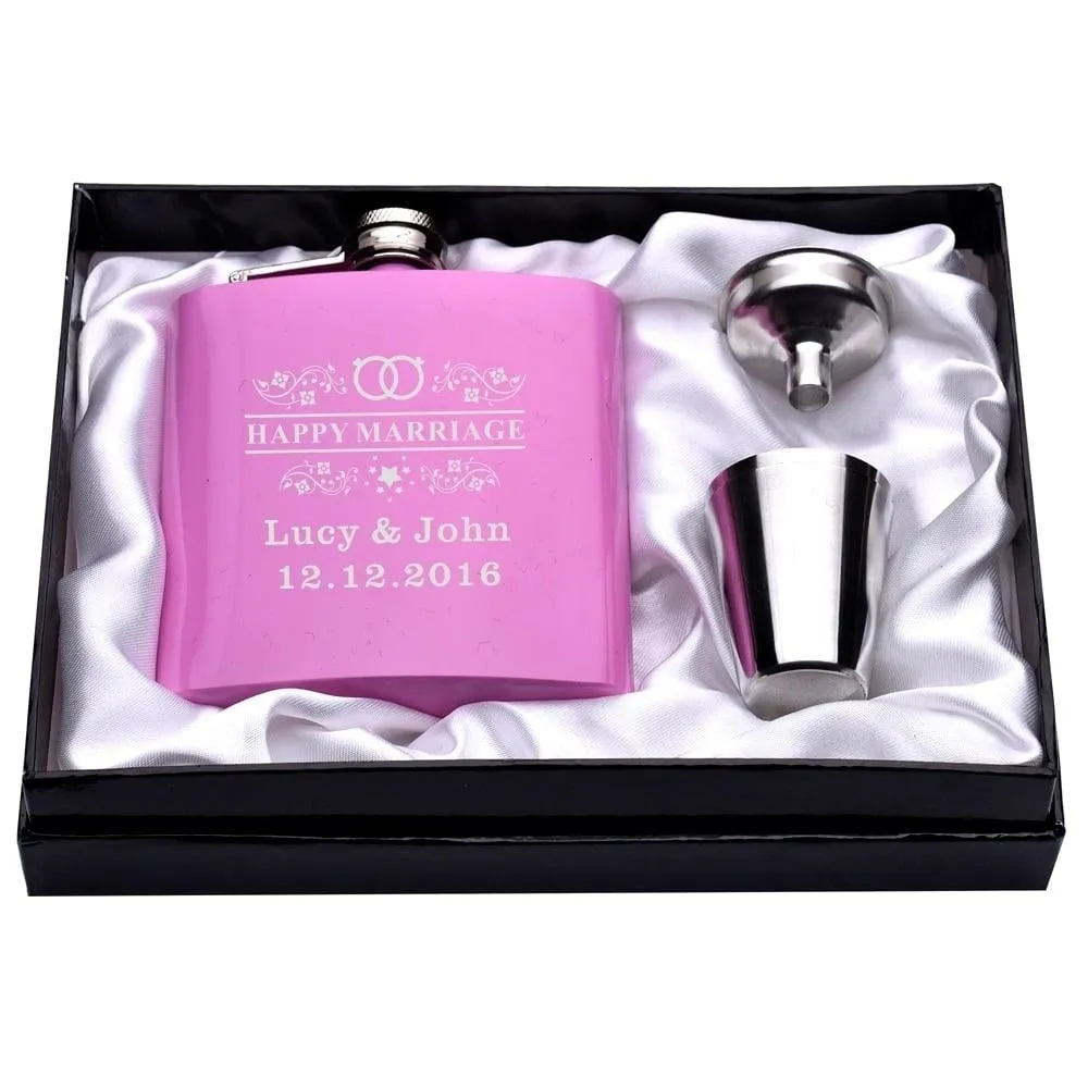 Personalized Engraved Pink Hip Flasks