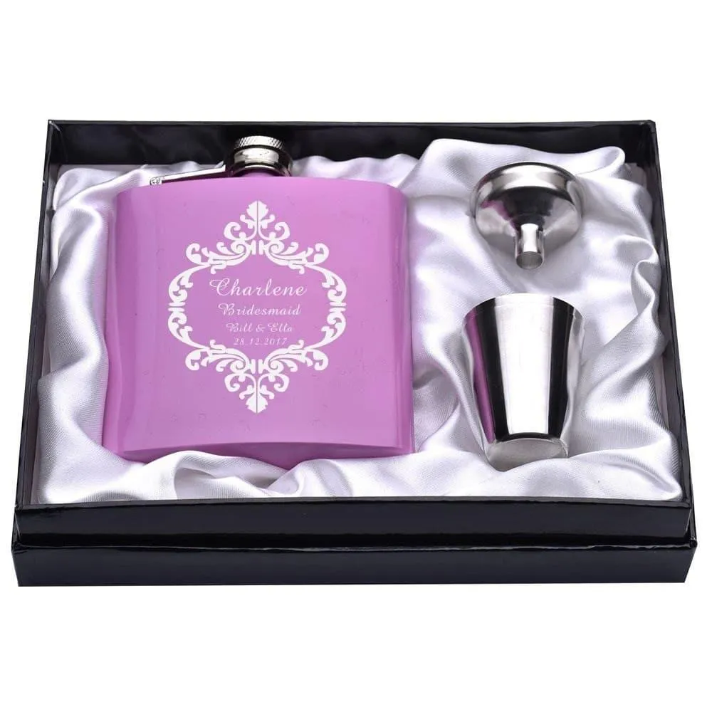 Personalized Engraved Pink Hip Flasks