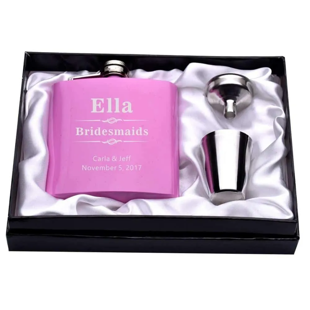 Personalized Engraved Pink Hip Flasks