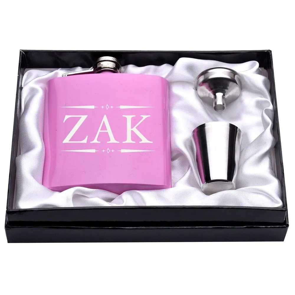 Personalized Engraved Pink Hip Flasks