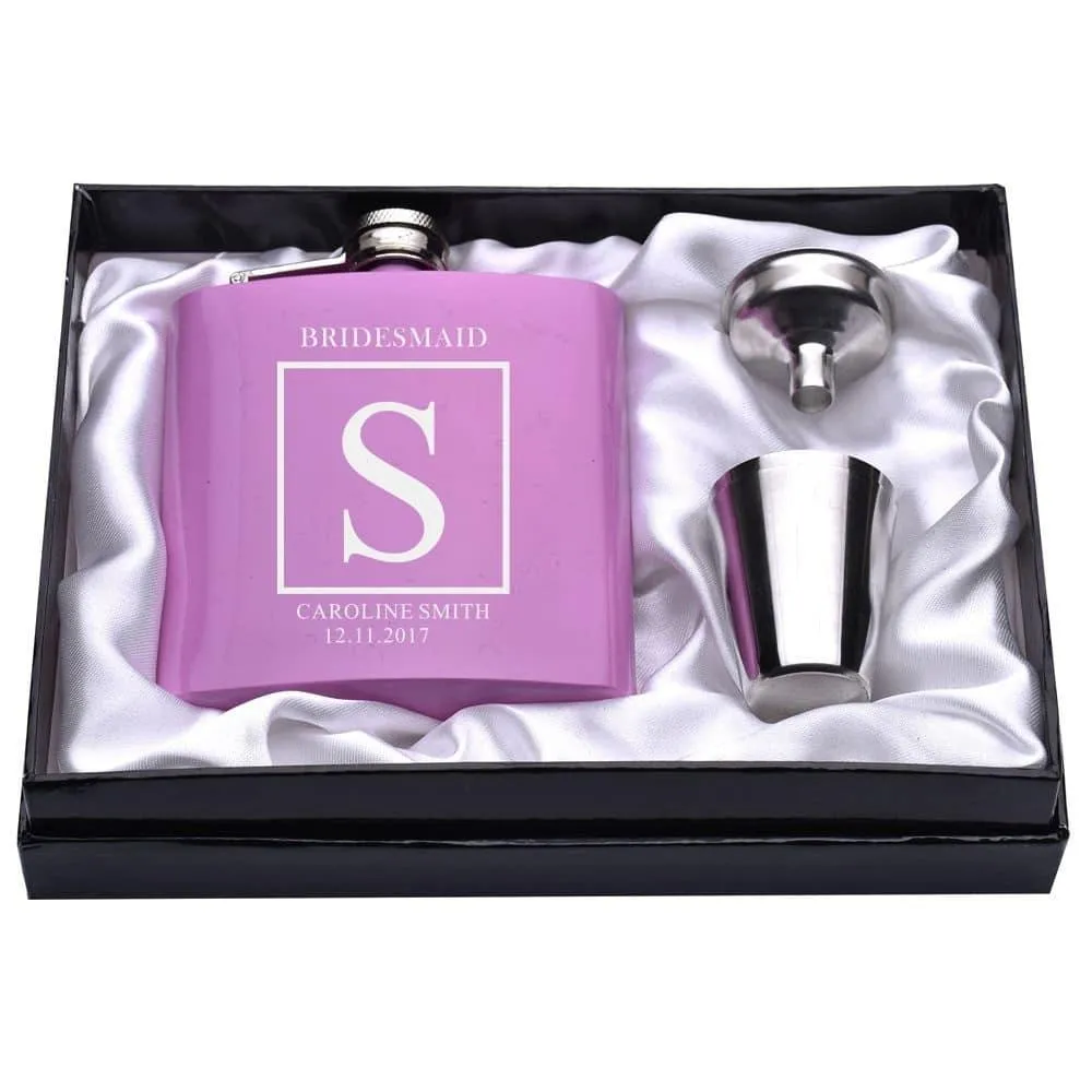 Personalized Engraved Pink Hip Flasks