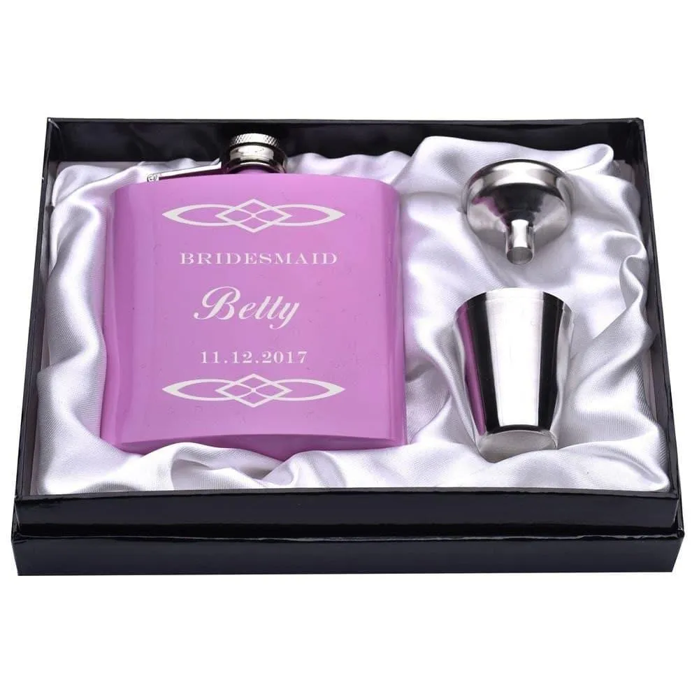 Personalized Engraved Pink Hip Flasks