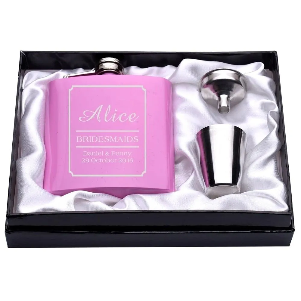 Personalized Engraved Pink Hip Flasks