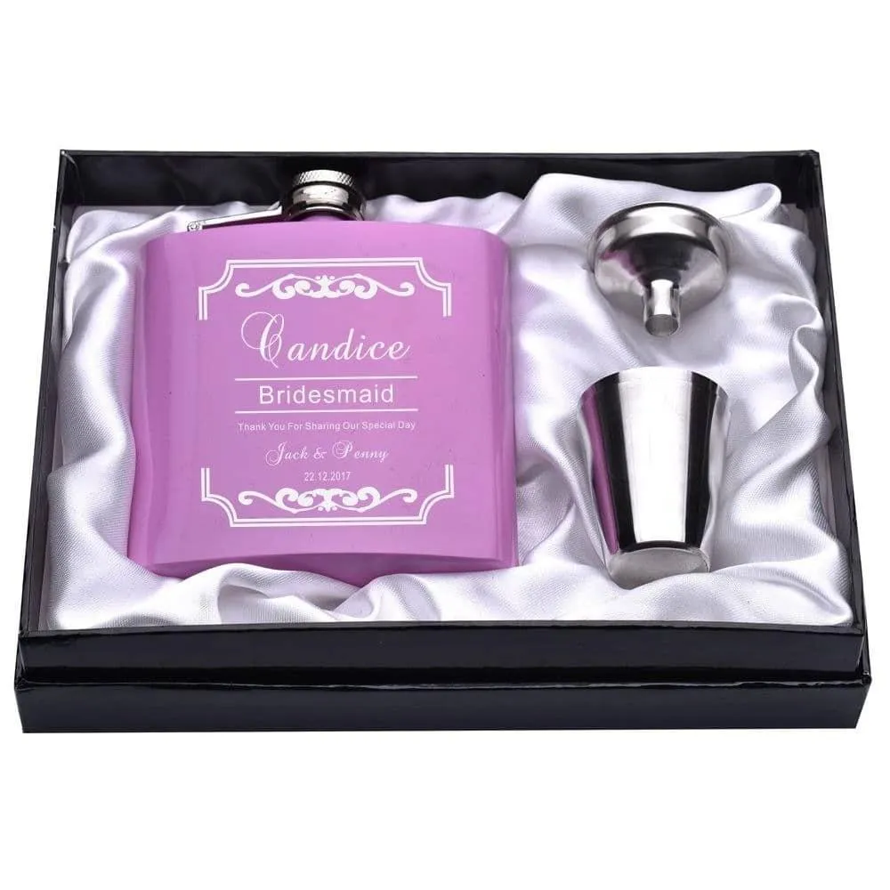 Personalized Engraved Pink Hip Flasks