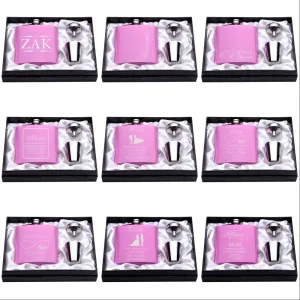 Personalized Engraved Pink Hip Flasks