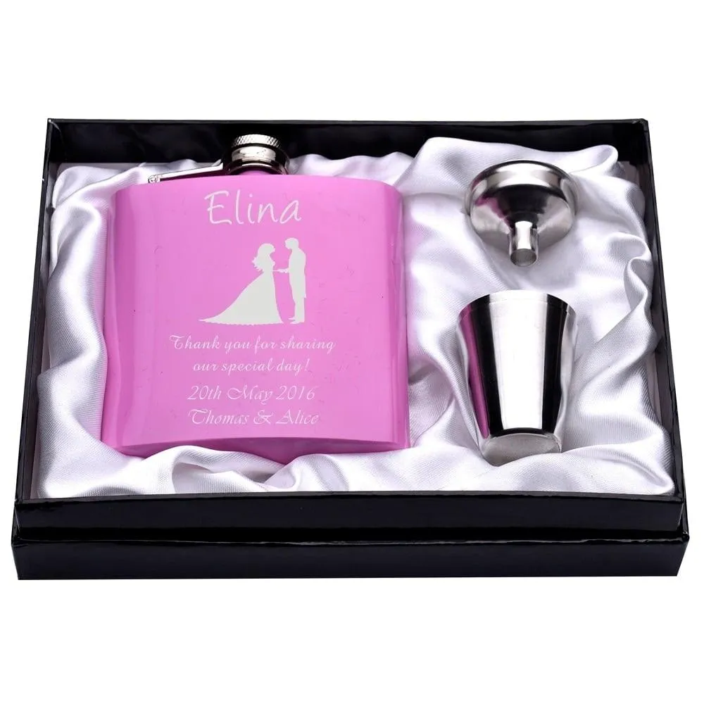 Personalized Engraved Pink Hip Flasks