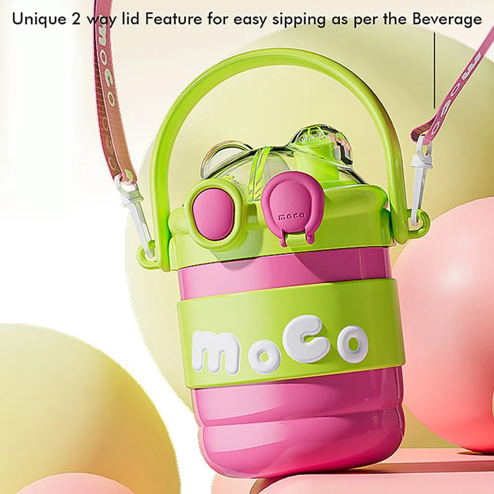 Pink & Green 2 way Lid Style Moco Kids Water, 600 ml