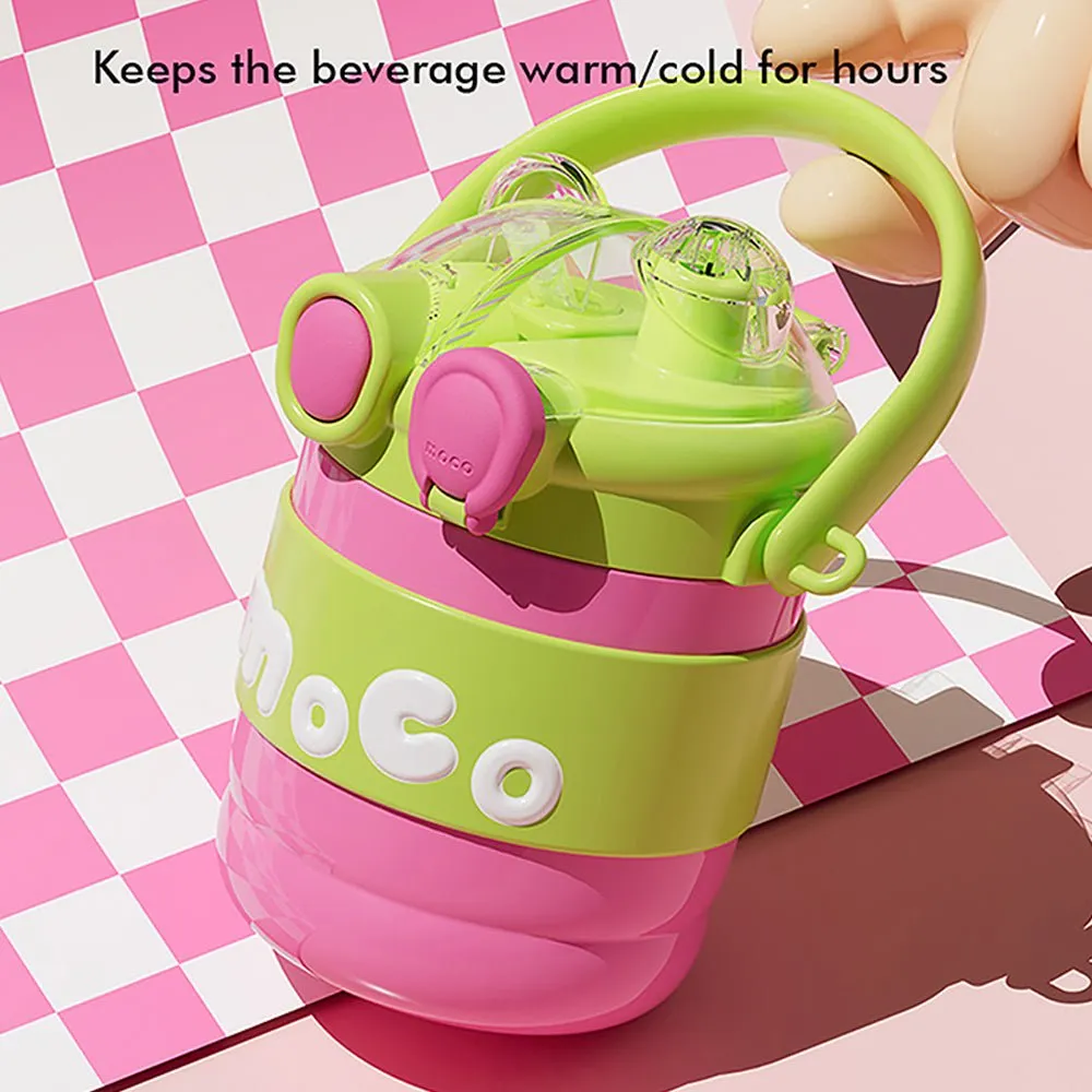 Pink & Green 2 way Lid Style Moco Kids Water, 600 ml