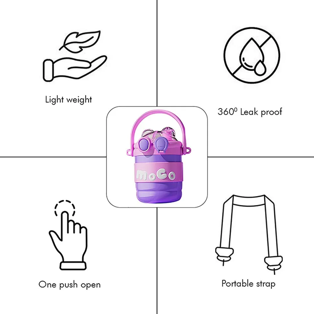 Purple & Pink 2 way Lid Style Moco Kids Water, 600 ml