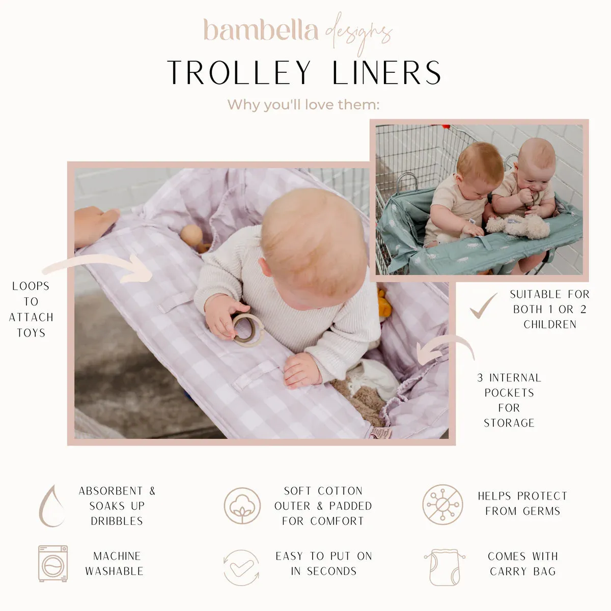 Universal Padded Trolley Liner - Botanical