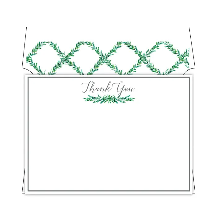 Wedding Greenery Thank You Flat Note Stationery