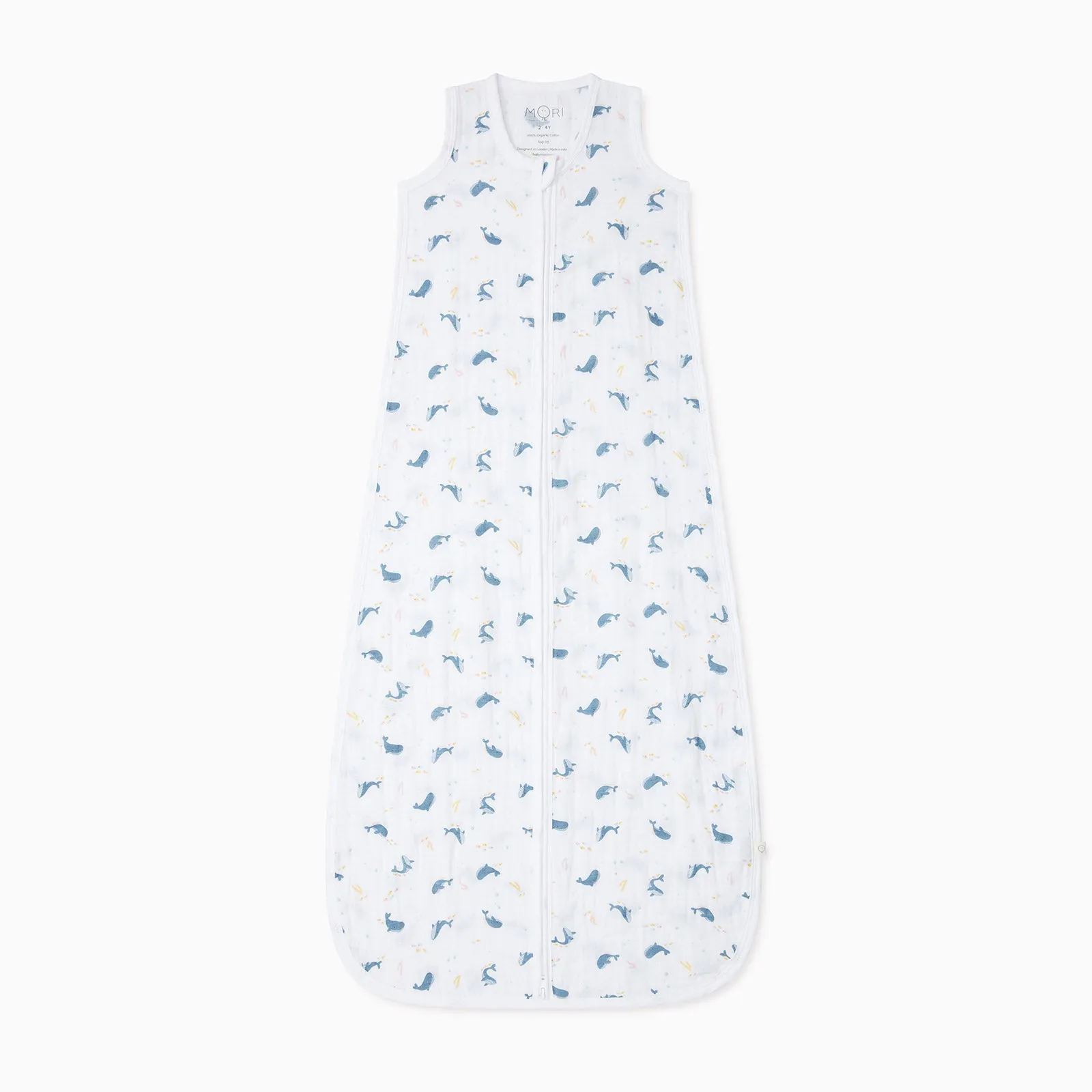 Whale Print Muslin Front Opening Sleeping Bag 0.5 TOG