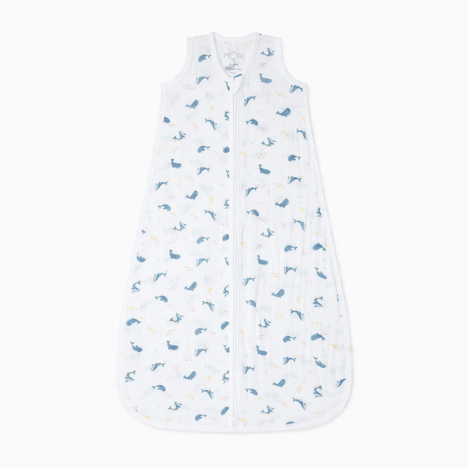 Whale Print Muslin Front Opening Sleeping Bag 0.5 TOG