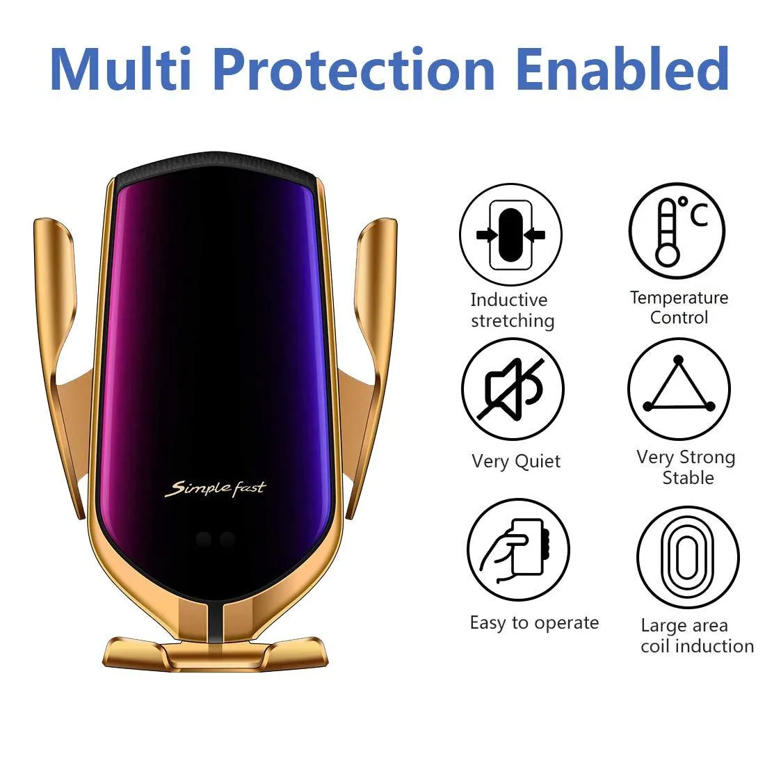 Wireless Car Charger Automatic Clamping Phone Holder